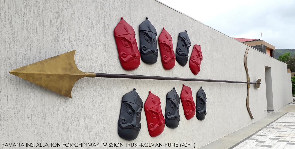 'Beheaded Ravana' Installation for Chinmay Mission Trust- Pune - FRP & M.S.- 2016- 40ft.